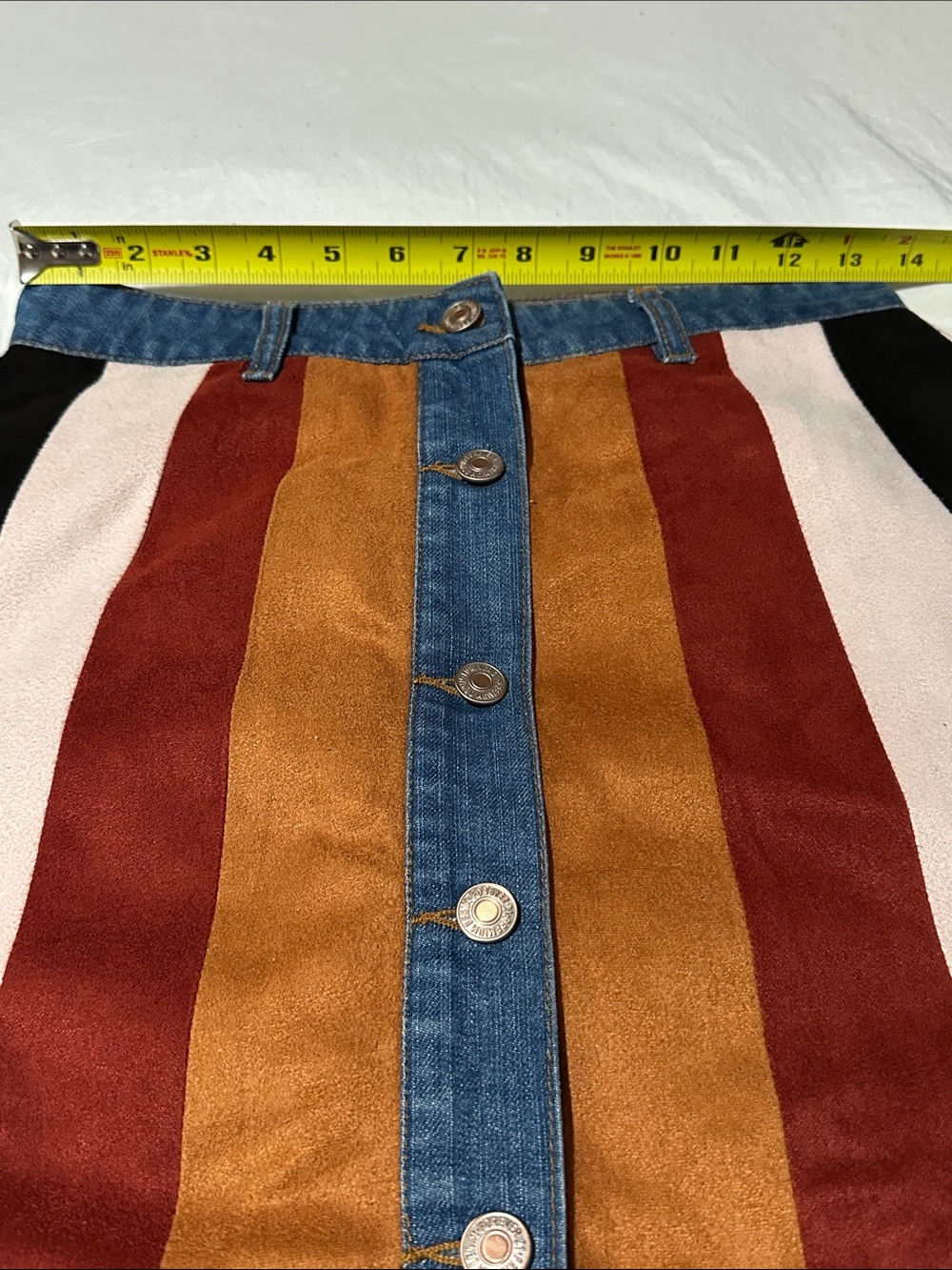 Forever 21 Striped A-Line Mini Skirt in Rust, Mustard, Black, Cream & Denim - Picture 3 of 5